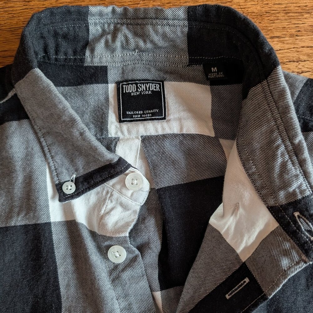 Todd Snyder Portuguese Black and White Check Flannel Shirt - Size Medium